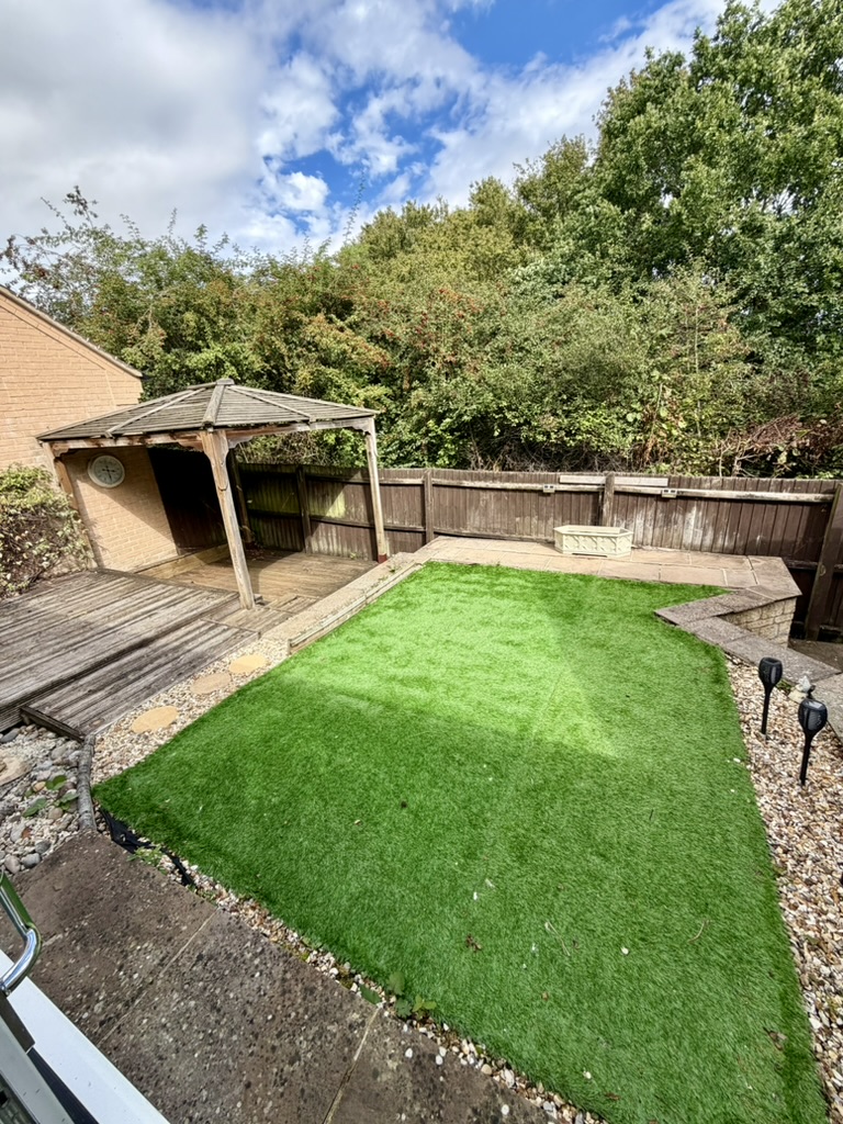 Private enclosed garden at the Kings Cliffe serviced accommodation